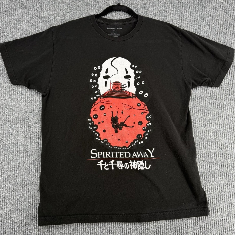 Spirited Away Shirt Mens Large Black No-Face Anime Graphic Tee Studio Ghibli